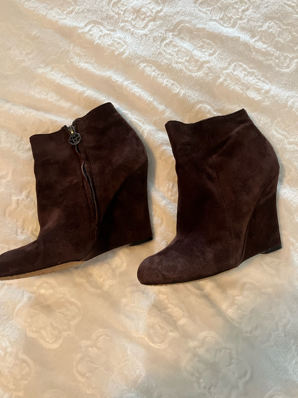 Sam Edelman Women’s Brown Suede Wedge Ankle Boots sz 8